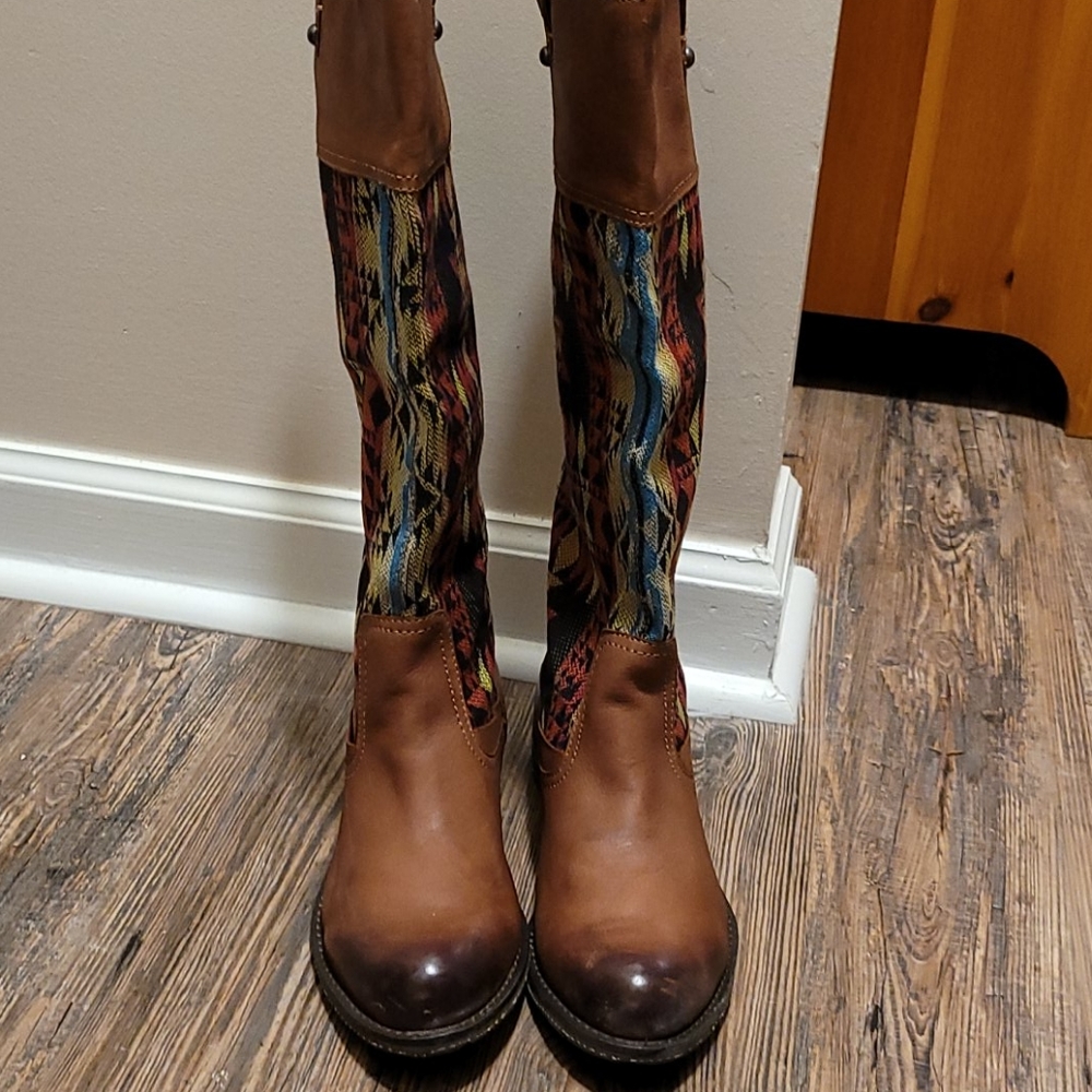 Tall Blanket/Leather Boots